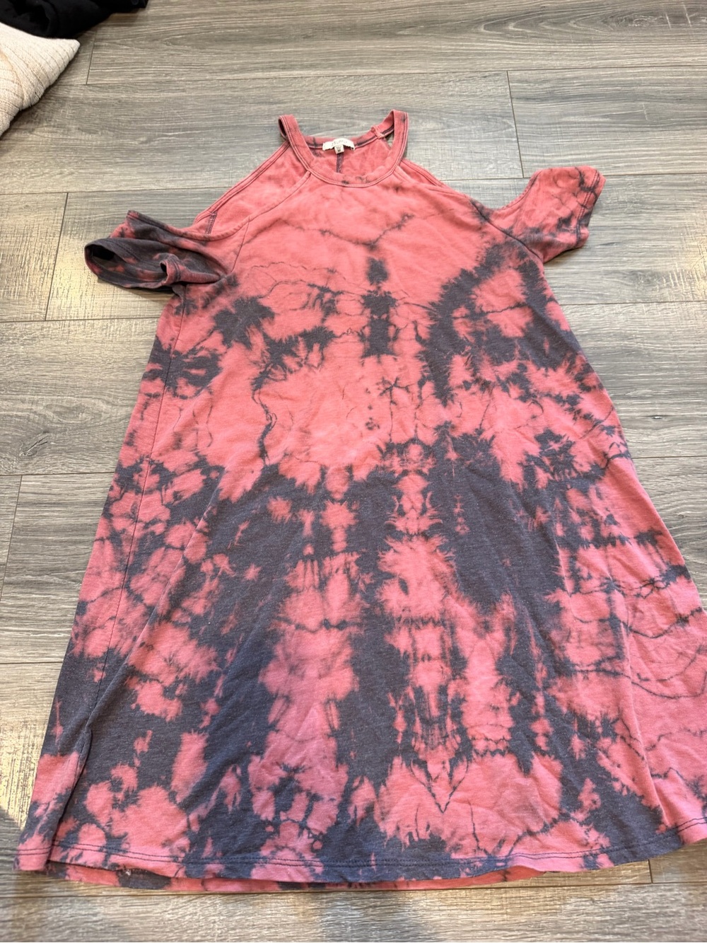 Z Supply Tie-Dye Cold-Shoulder Mini Dress - Pink & Black